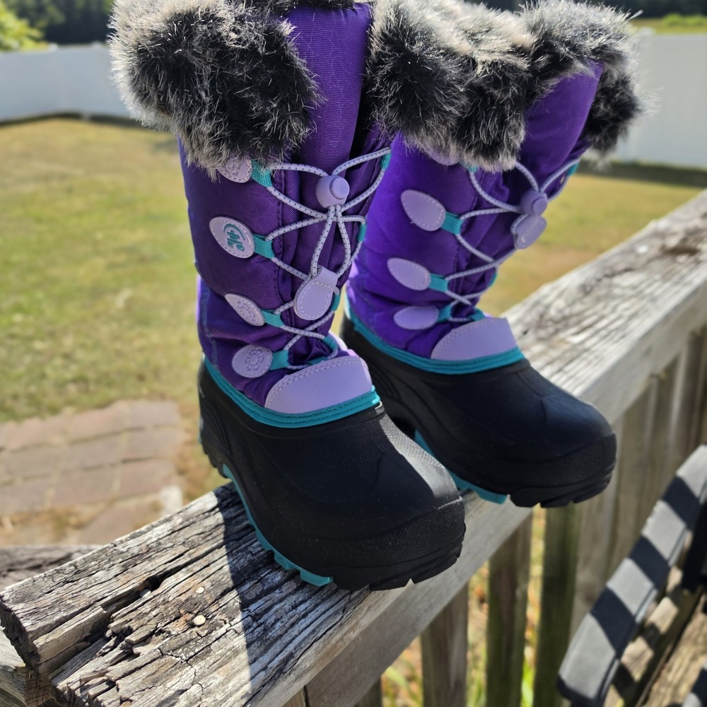 Kamik Kids Sz 4 Womens 5.5 Snow Gypsy Snow Boot Purple/Teal Waterproof Faux Fur